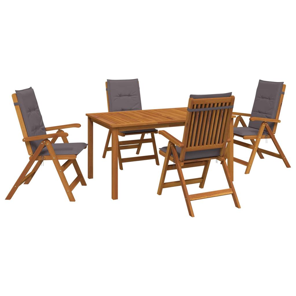 5 Piece Garden Dining Set Natural Solid Wood Acacia
