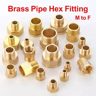 1Pcs Reducer Pipe Fitting 1/8 1/4 3/8 1/2 3/4 Female To Male Threaded Hex Bushing Connectors Coupler Connector Brass