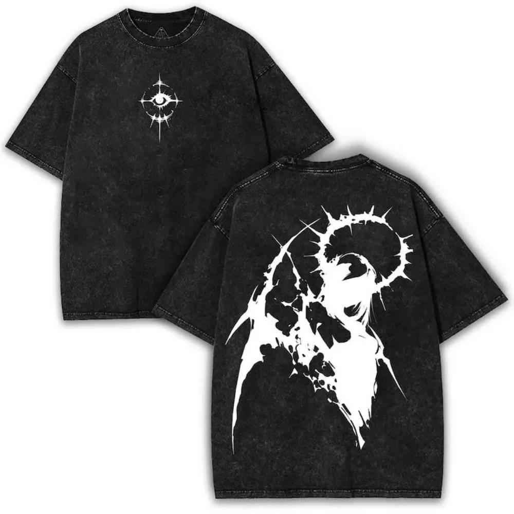 Sommer Trendiges Y2k T-Shirt Vintage Gewaschen Lässiges Oversize T-Shirt Für Herren Unisex Kleidung Kurzarm Oberteile