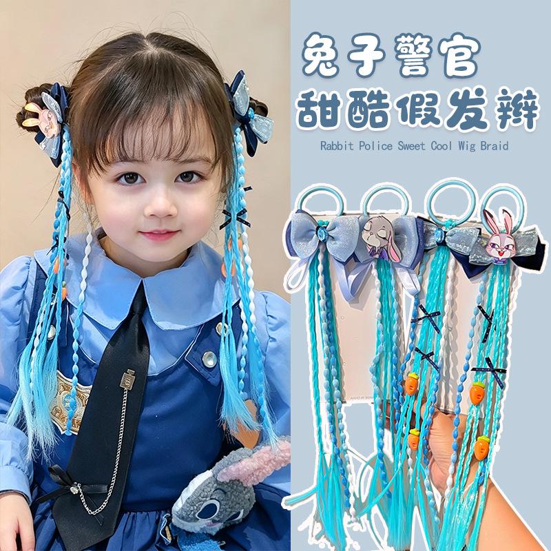 Child Rabbit Police Officer Wig Braid Baby Braid Dirty Boxing Twist Braid Colored Headband Hair Rope Sweet Cool