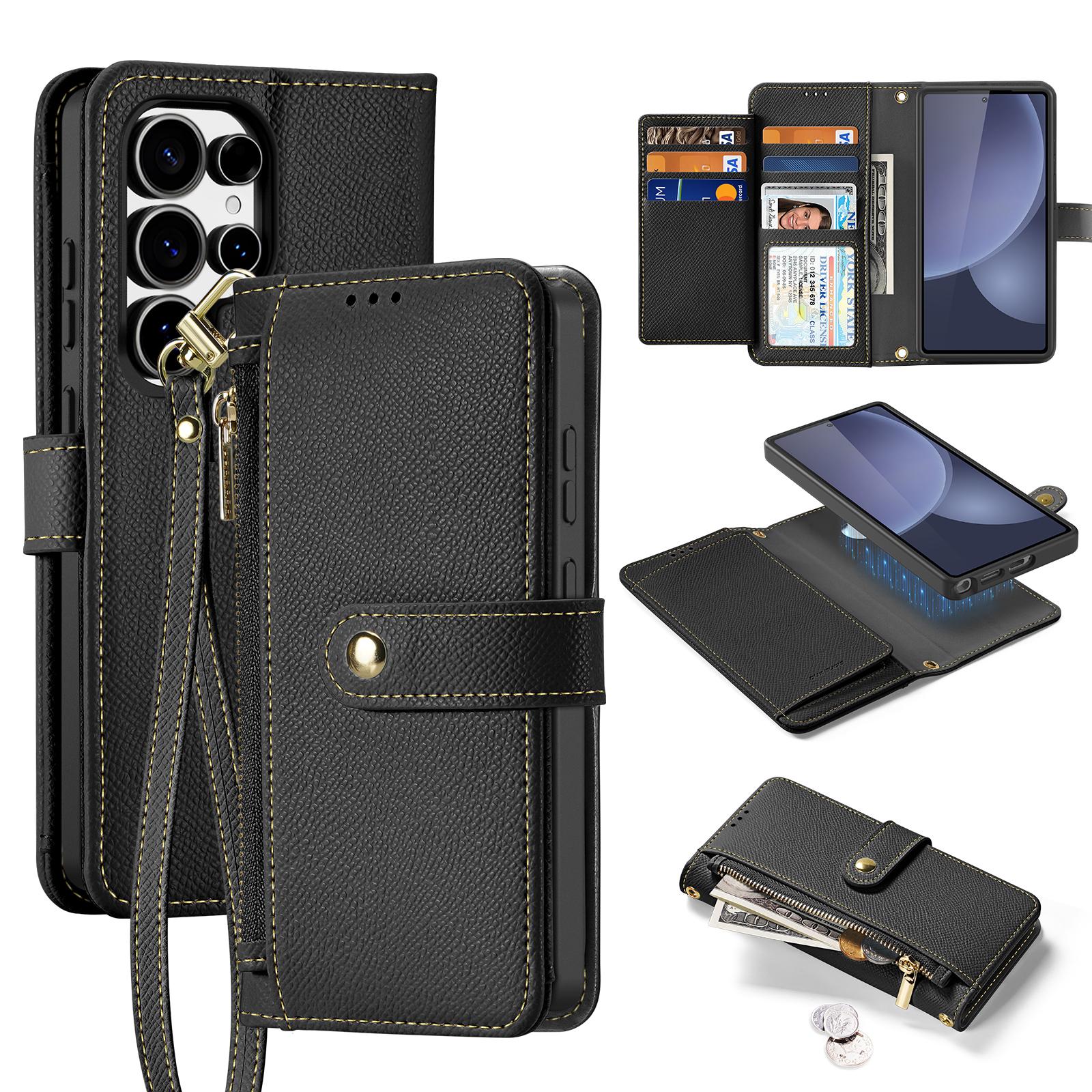 

DUX DUCIS Lawa Series For Samsung Galaxy S25 Ultra Case Detachable Magnetic Cowhide Leather Cover Zipper Wallet Black