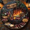 Wolvor 8-calowy Znak Ścienny BBQ Metalowa Sztuka Kuchenna Zewnętrzny Grill Impreza w Ogrodzie Prezent na Parapetówkę