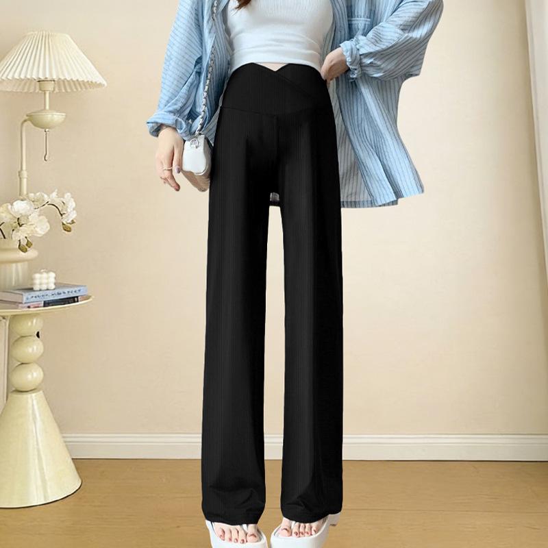 

Low-Waist Slimming Ice Silk Maternity Wide-Leg Pants - Summer Style M чорний