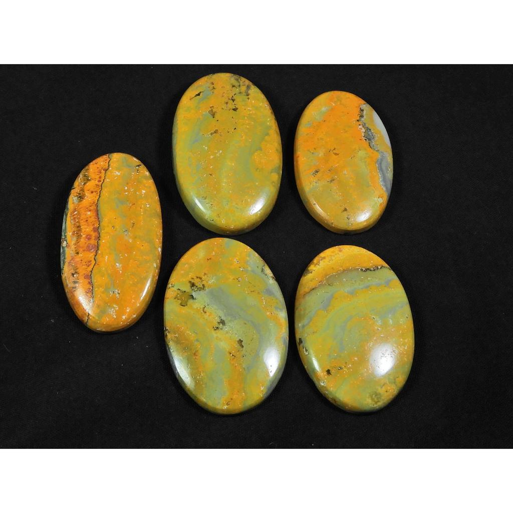 33-39MM Natural Bumble Bee Jasper Oval Cabochon Loose Gemstone 05Pcs Lot C-90