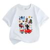 Cute Mole Friends Cartoon Print Kids T Shirt, Boys Girls 100% Cotton Short Sleeve Crew Neck Tees, Fun Animal Driving Vehicle Pattern Casual Summer Top