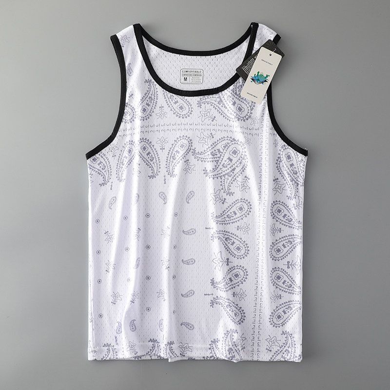 Мужская летняя сетчатая жилетка без рукавов из ледяного шелка, экспортная White 2XL