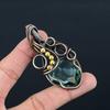 Aquamarine Gemstone Handmade Pure Copper Wire Wrap Jewelry Pendant For Thanksgiving