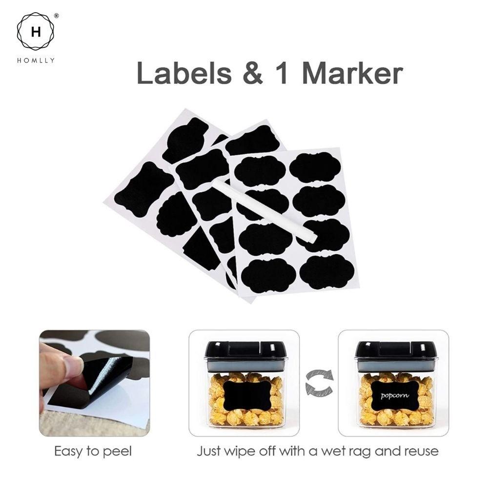 Homlly Uno 7 pieces BPA Free Air Tight Food Cookie Storage Cereal  Plastic Containers Set (Free Label Stickers)