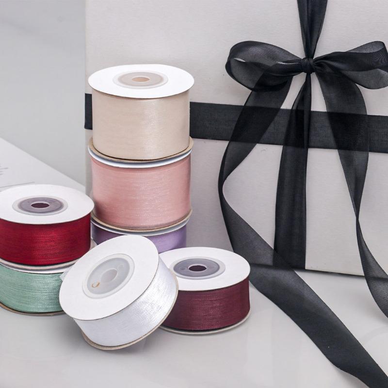 Colorful Silk Milk Ribbon Semi Transparent Chiffon Packaging Bow Hair Accessory Material