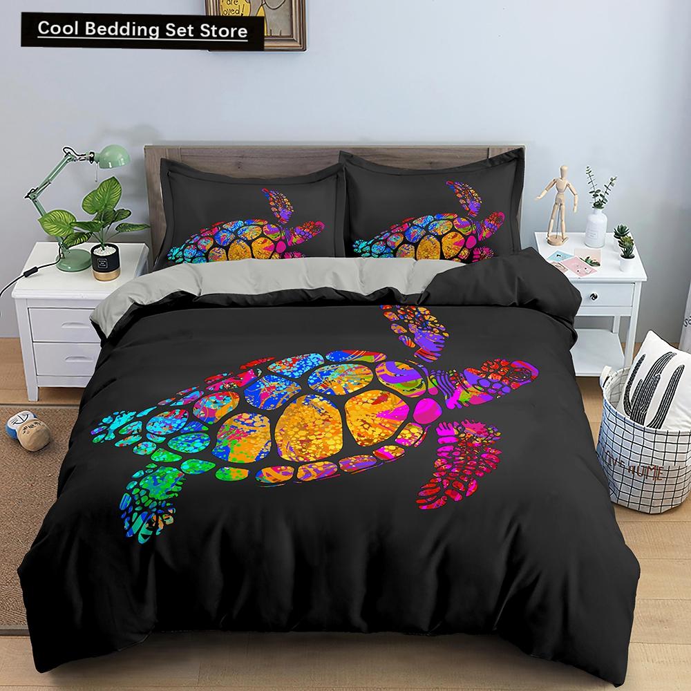 Sjøskilpadde Dynetrekksett Putetrekk Havdyr Skilpadde Sengetøysett Queen Twin Barn Hjemmetekstiler Kart Korall Dynetrekk King