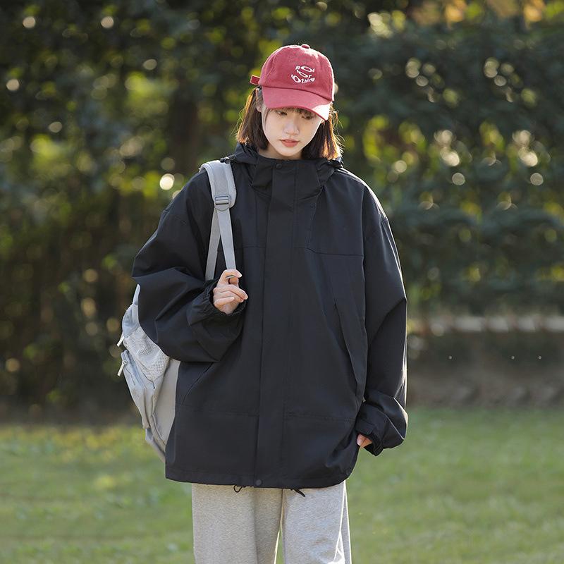 Špičková retro kontrastní bunda s kapucí Pánská trendy značková studentská outdoorová bunda