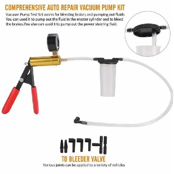 Hand Held Vacuum Pump Brake Bleeder Set Clutch Fluid Bleed Tester Tool Kit Oil Change Power Steering Fluid Bleeding Tool Kit