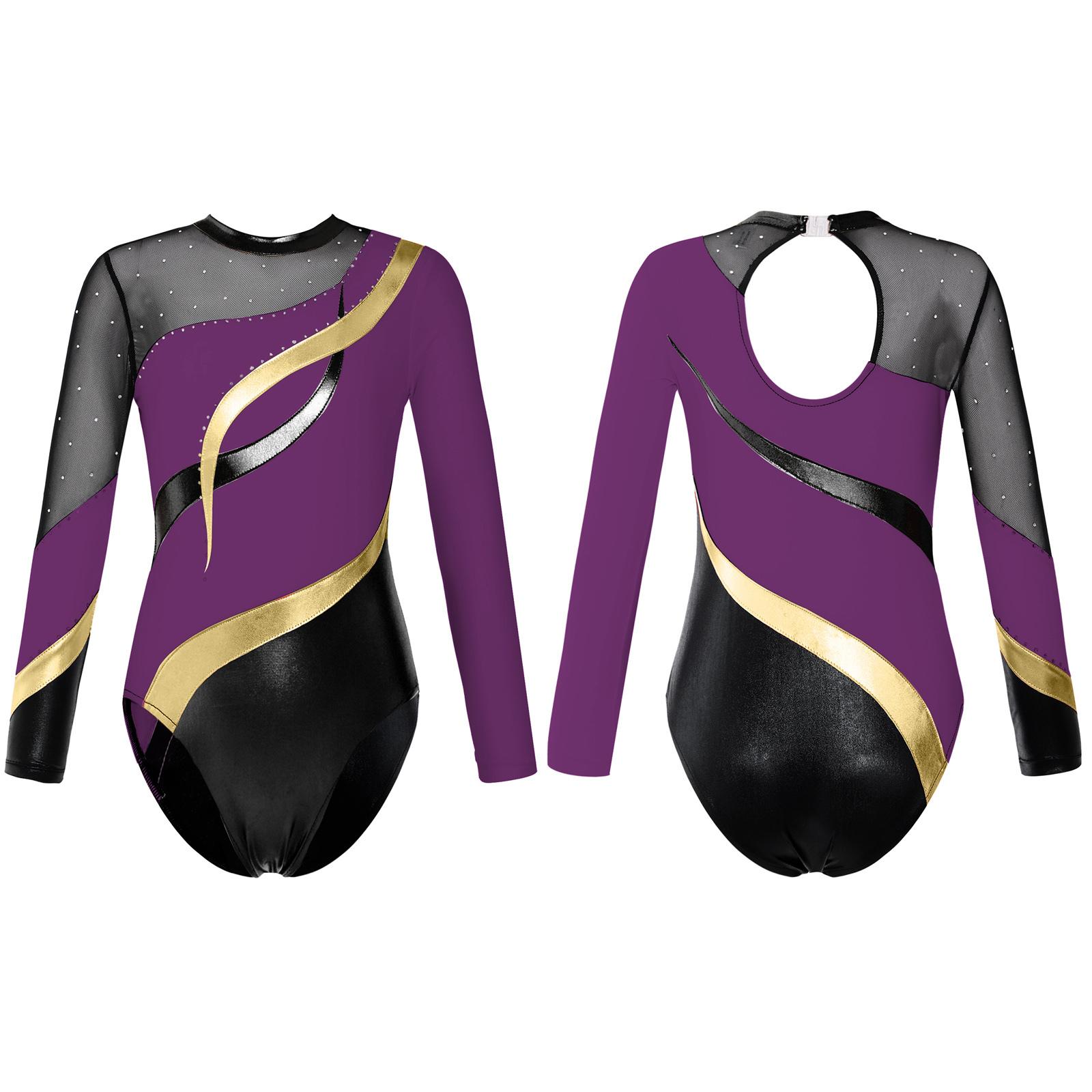 

Гимнастический трико с длинными рукавами для девочек, фитнес-наряд, комбинезон, танцевальная одежда, трико, боди 5-6 Years