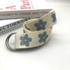 Luxury Trendy Design Nylon Braided Belt Blue Flower Jeans Waistband Casual Canvas Strap