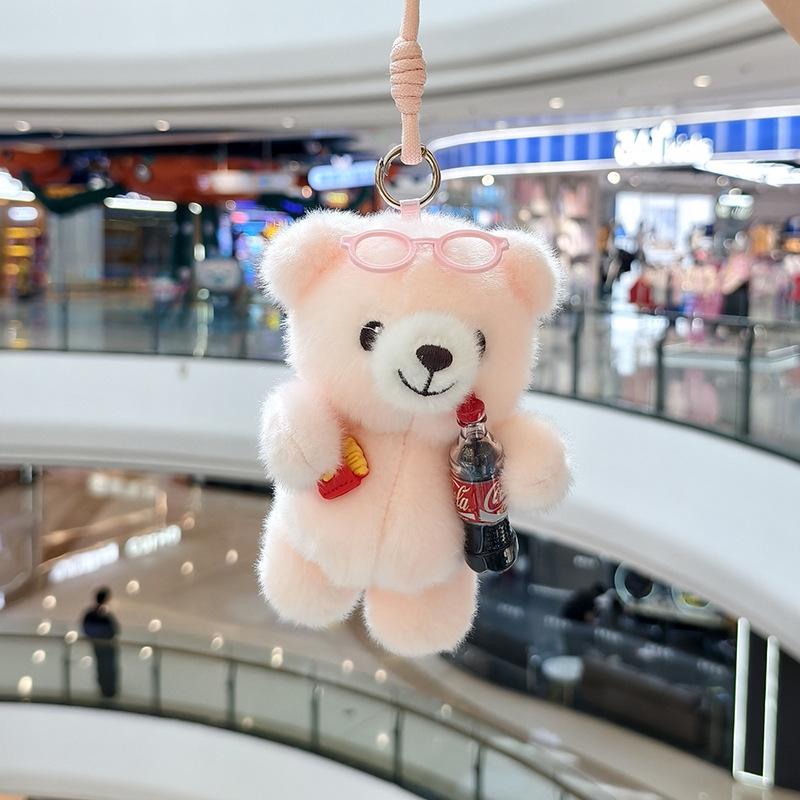 Cute Plush Bear Keychain Bag Charm Soft Stuffed Animal Doll Pendant Toy