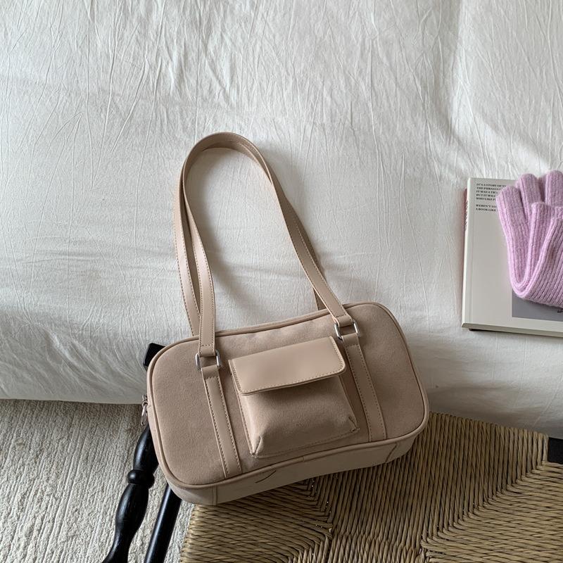 Autumn and winter suede fashion versatile bowling bag women's large-capacity single-room underarm handbag