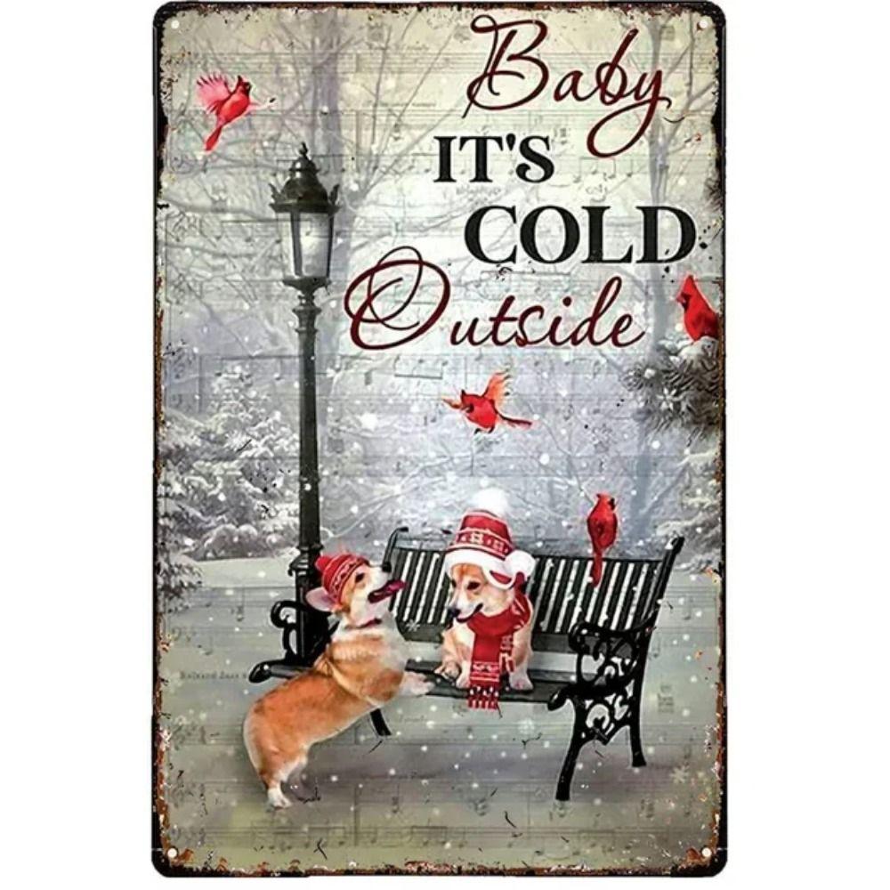 Merry Christmas Santa Metal Sign, Festive Holiday Wall Decor 20x30cm