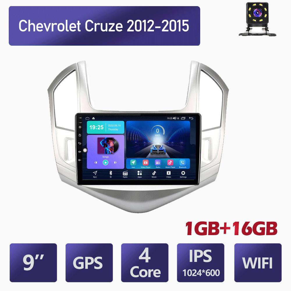 

2 Din Автомобильный радиоприемник Android 9-дюймовый сенсорный экран GPS-навигация Мультимедийный плеер для Chevrolet Cruze 2012-2015 с рамкой 1+16GB серебряный
