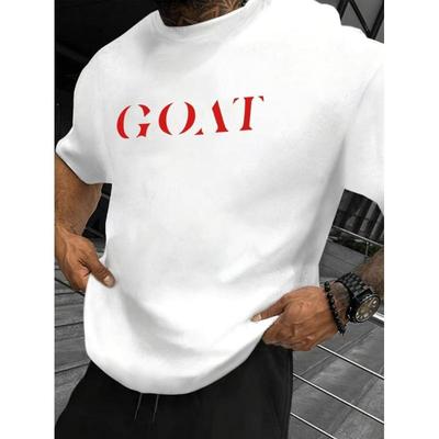 GOAT T-Shirt mit rotem Text, weich, atmungsaktiv und farbecht, klassische Passform für tägliche Freizeitkleidung