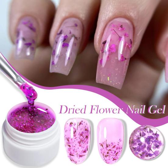 1/6Pcs 8ML Dried Flowers Gel Nail Polish Soak Off UV/LED Natural Floral Petal Nail Glue Varnish Long Lasting Women Clear DIY Nail Art Painting Gel