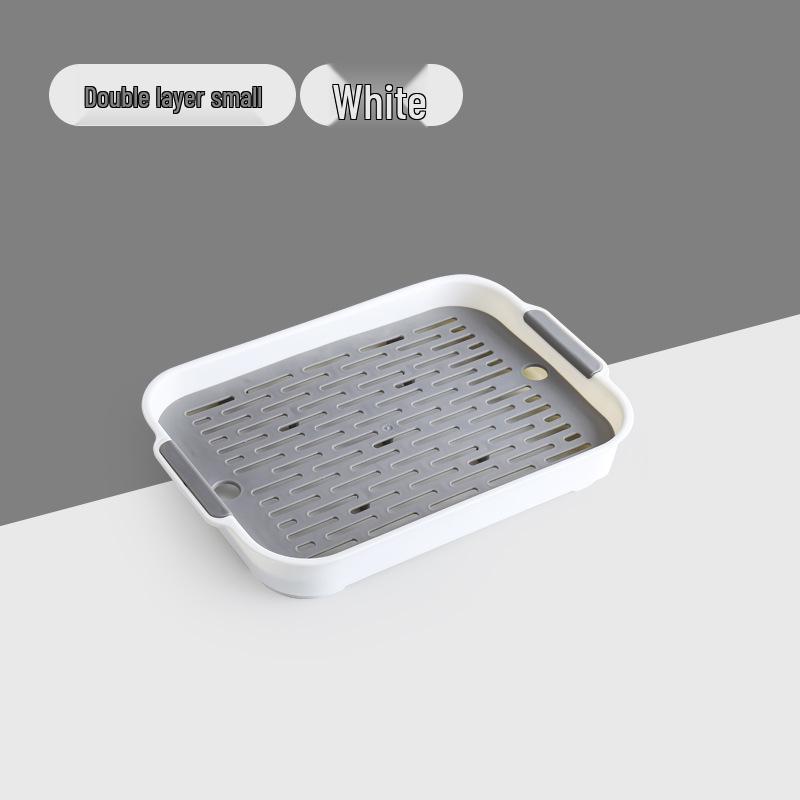 Double-Layer Draining Dish Rack and Storage Tray for Kitchen and Dining Essentials