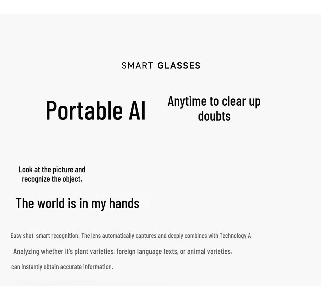 M89 Bluetooth Smart Glasses with 200W HD Camera, Image Recognition, Object Identification, and AI Translation.