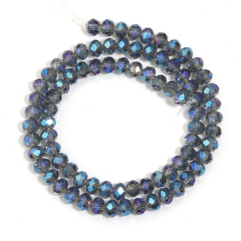 4/6/8mm Faceted Crystal Beads Transparent Blue Rondelle Glass Loose Beads for Jewelry Making DIY Bracelets Necklace Accessories