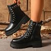Punk Metal Rivet Thick Bottom Ankle Boots Women  Autumn New Rock Chunky Platform Leather Short Boots Woman's Winter Footwear