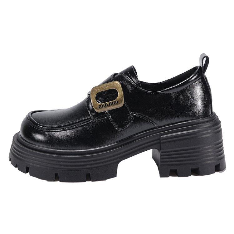 Platform British style small leather shoes women's 2024 new autumn and winter loafers retro versatile jk black commuter shoes
