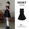 Black sleeveless dress women's new summer beautiful slim waist a word small black dress short skirt