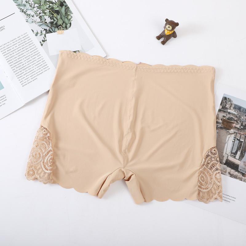 Sexy kanten rand dames ijszijde effen kleur gladde boxerbroek naadloze elastische grote maat antislip veiligheidsbroek voor dames