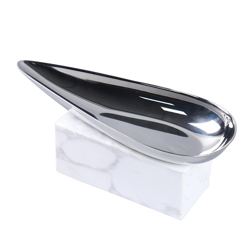 Marble Base Decorative Tray, Conical Stainless Steel Tray, Metal Trays, Home Living Room Coffee Table Desktop Storage Tray