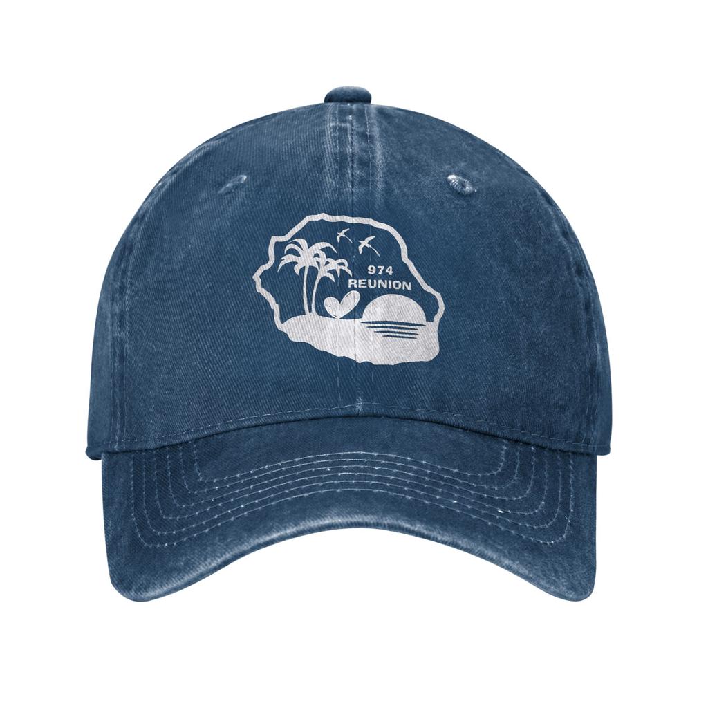 974 Reunion Island Denim Fabric Cap Casual Baseball Caps Adjustable Hat Summer Unisex Baseball Hats