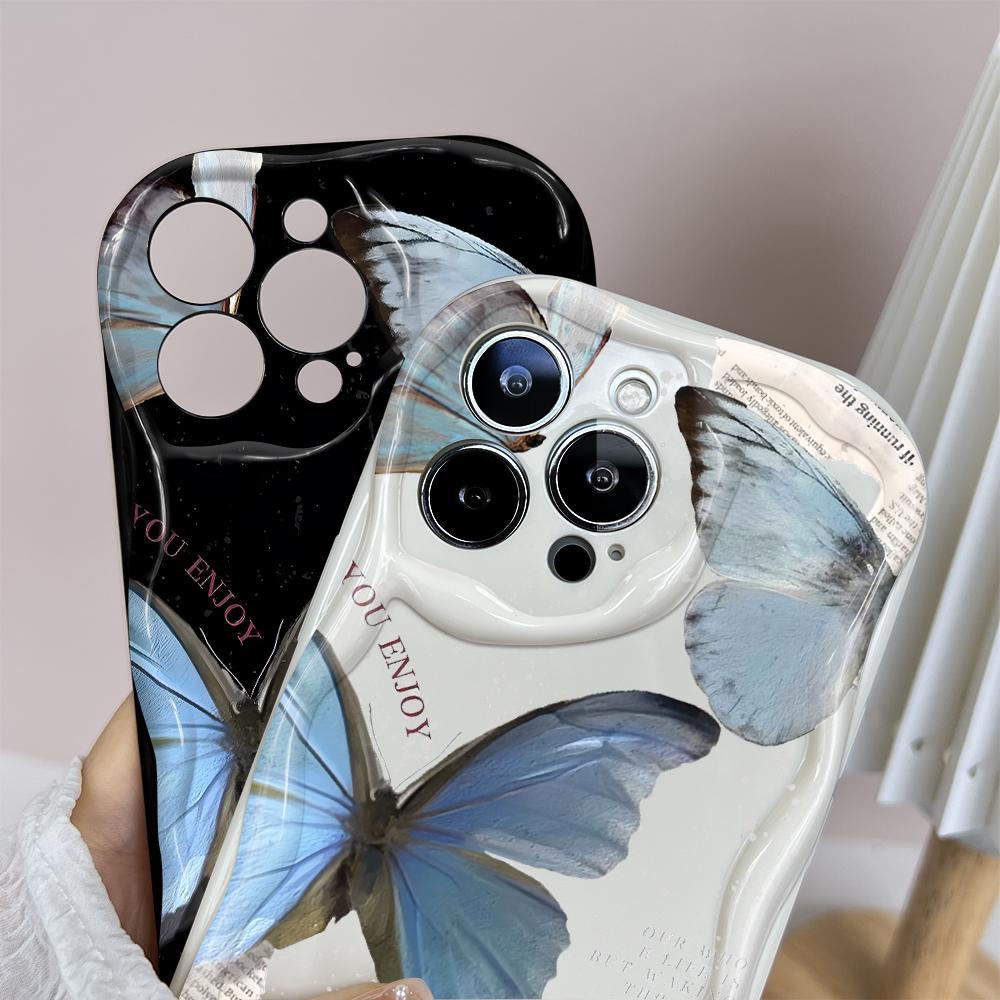 Cartoon Pattern Cream Texture Casing Wavy Edge Soft Silicone Cover Phone Case for IPhone Samsung Huawei Honor Xiaomi Redmi Infinix Tecno