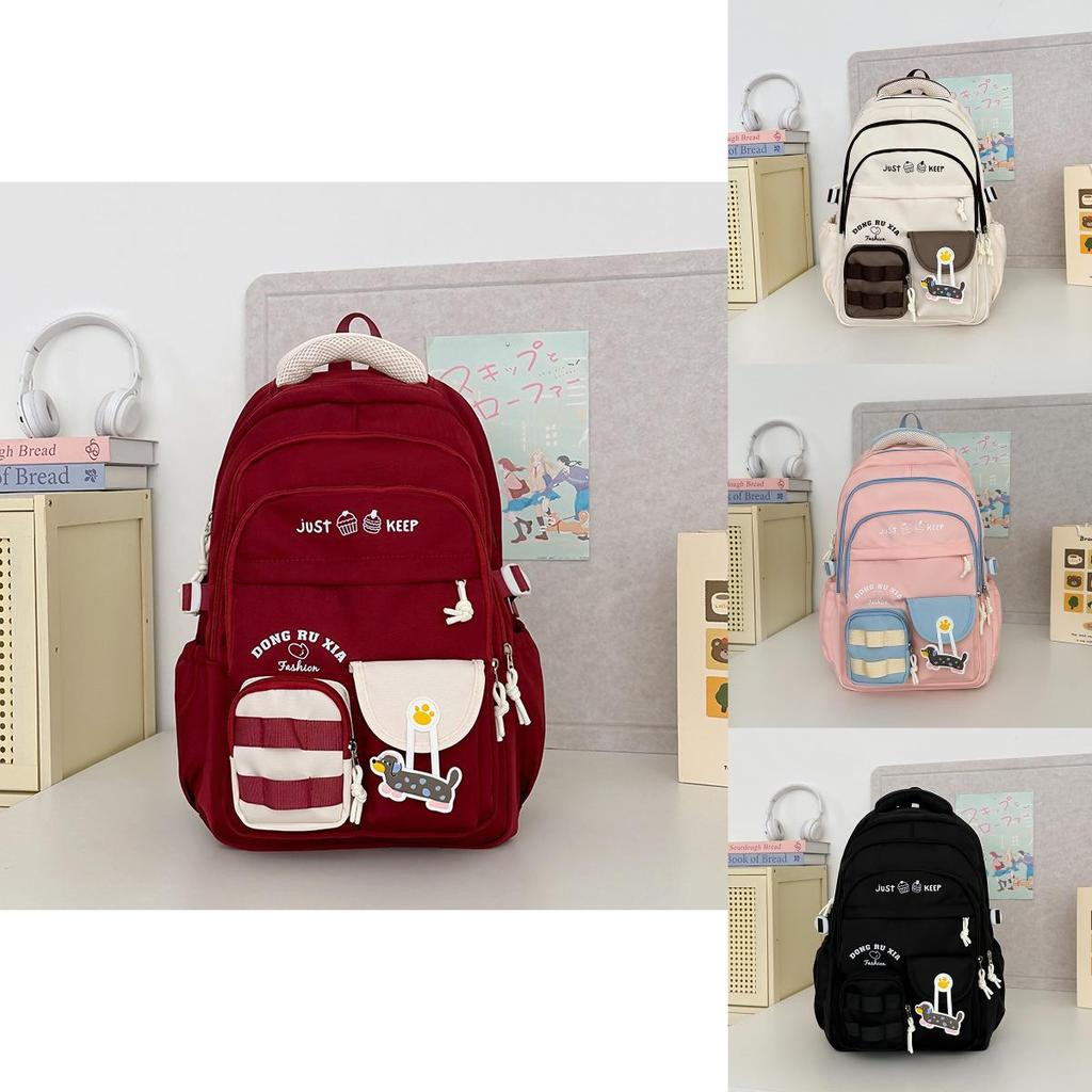 Cake And Letter Printed Student Casual Backpack With Plueh Pendant For Middle School And High School