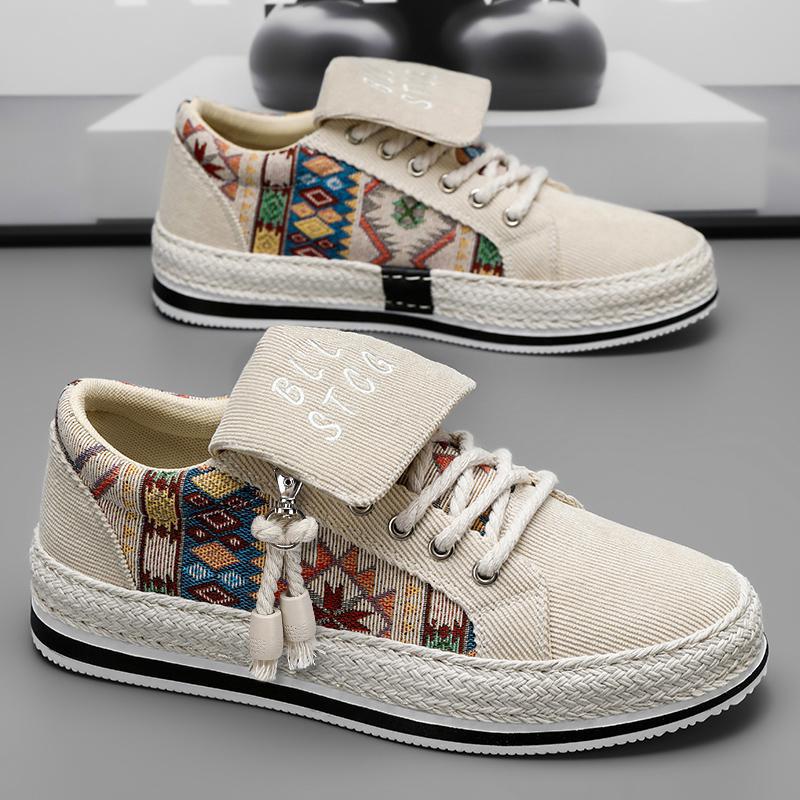 

Парусиновые туфли, мужская обувь, летняя дышащая модная вельветовая обувь на плоской подошве, мужская повседневная легкая тонкая обувь из ткани Old Beijing 44