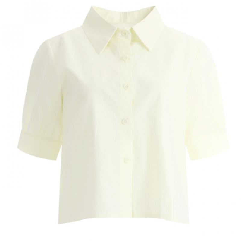 Shop Women Collar Neck Semi Crop Pleated Shirt Blouse Ean Wbl 1401 Sora