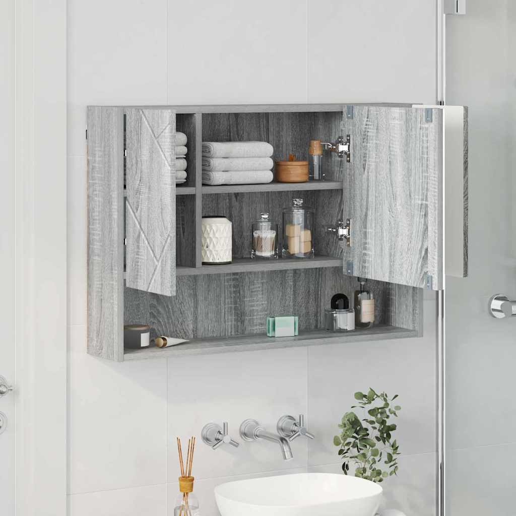 Mirror Cabinet Gray Sonoma 80 x 17 x 55 cm Engineered Wood