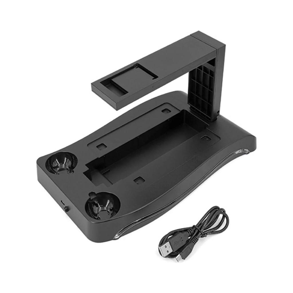 Stojan nabíjecí stanice pro PS4 VR, Dokovací stojan, Nabíjecí stojan, Držák, Multifunkční USB dokovací stanice, Modré světlo, 2 nabíjení pro PS4 VR ovladač
