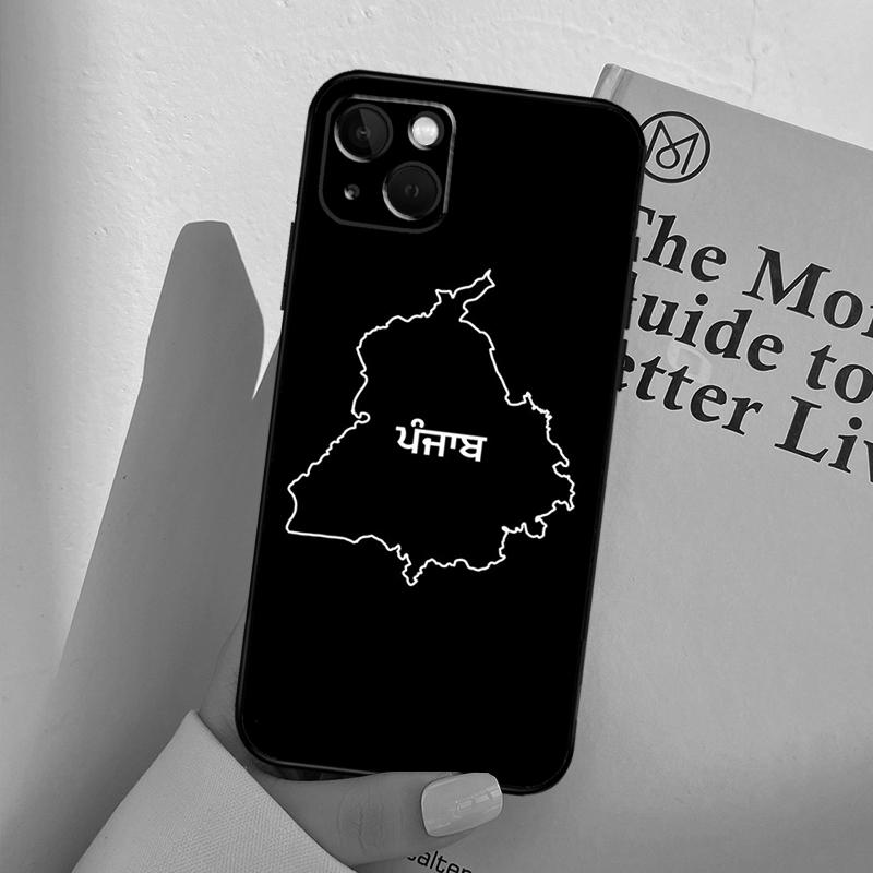 Punjab Map Outline Phone Case For iPhone 16 15 14 Pro Max Plus 12 11 13 Pro Max 12 Mini 13 Mini Cover