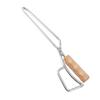 Stainless Steel Fireplace Tongs with Wooden Handle Multifunctional Long Firewood Tong for Fire Pit