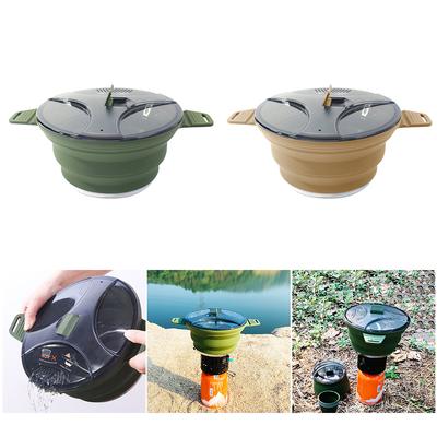 Foldable Portable Camping Cook Pot Saving Space Open Fire Coffee Pot Heat Resistant with Handle for Hiking Backpacking Tableware