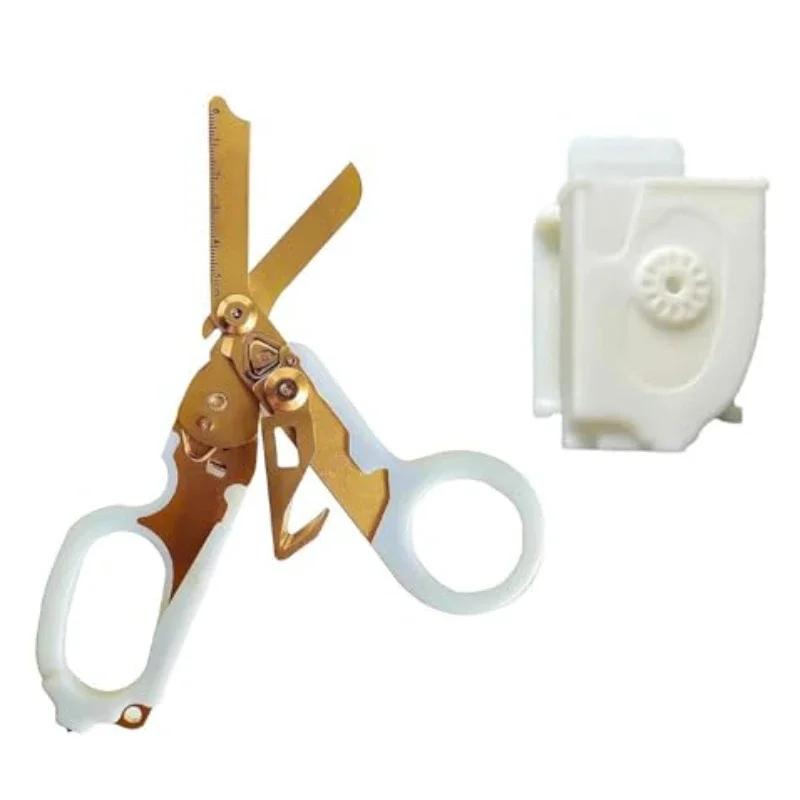 Multifunctional Folding Trauma Scissors Emergency Scissors with Cutter and Glass Breaker for Outdoor Camping Rescue Tools