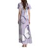 Women's Summer Casual Fashion Butterfly Print Dress V Neck Short Sleeve Dress