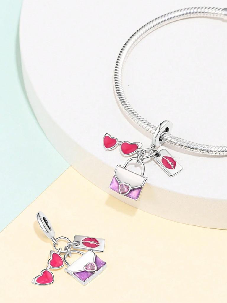 Charms Plata Pink Lipstick Perfume Bead Charm Copper Plated Fit Charms Copperoriginal Bracelet For Jewelry Making Diy Charm