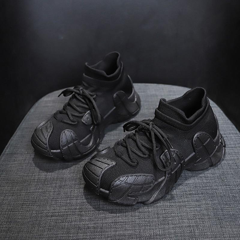 

Мода 2024 года, женская повседневная спортивная обувь, дышащая, цветная, папина обувь, вязаные носки, женские кроссовки, Zapatos De Mujer 40 чёрный