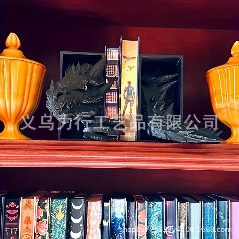 

Смола Дракон Змея Книжная подставка Касай Дракон Декор для книжной полки Фэнтези Скульптура для книжного уголка Американский стиль Домашнее украшение