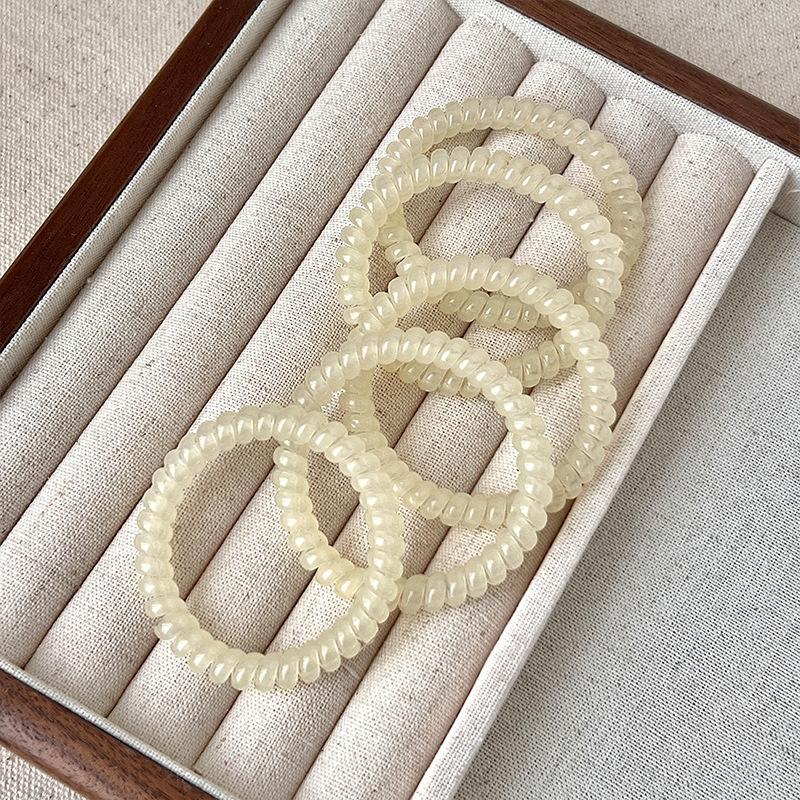 5Pcs Fashion Solid Thin Phone Cord Headband High Elasticity Simple and Durable Rubber Band Women's Ponytail Hair Rope Headwear