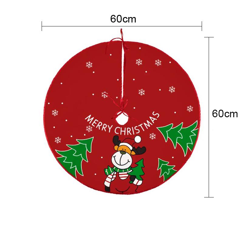 90/60cm Christmas Tree Skirt Red Snowflake Santa Claus Printed Xmas Tree Carpet Christmas Decor Mat New Year for Home Decor