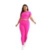 Pink Solid Color Short Sleeve Yoga Set - Two-Piece Summer Outfit
